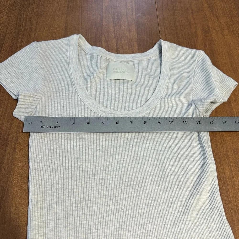 Citizens Of Humanity Lima Heather Gray Scoop Neck Tee - Picture 7 of 9